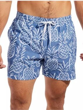 chubbies Mens's  Blue Pineapple Summer Swim Trunks